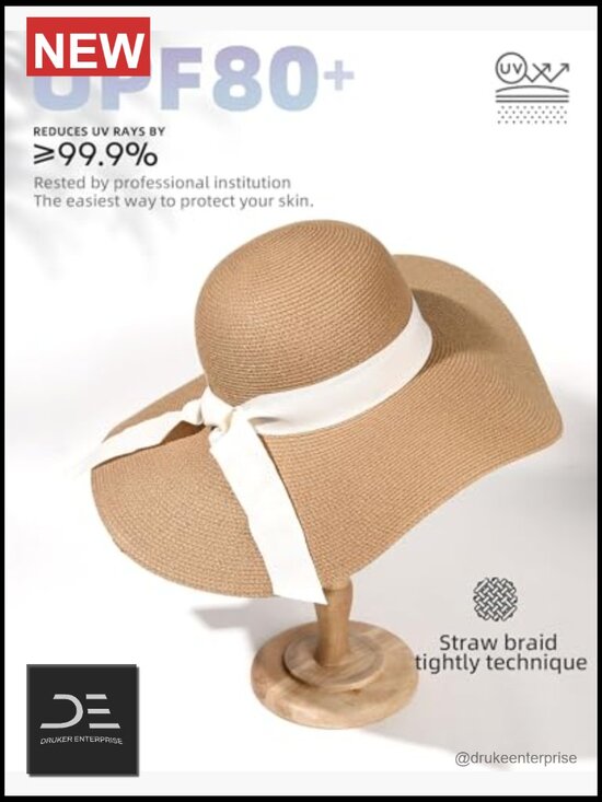 Wide Brim UPF 80 Foldable Packable Floppy Beach Sun Hat main image 6